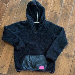 Calvin Klein Black Sherpa Hooded Pullover with Pink Accent